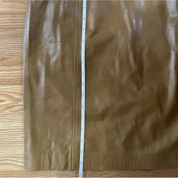 NWT Talbots 100% Lambskin Brown Leather Pencil Skirt W Slit Women’s Size 12P